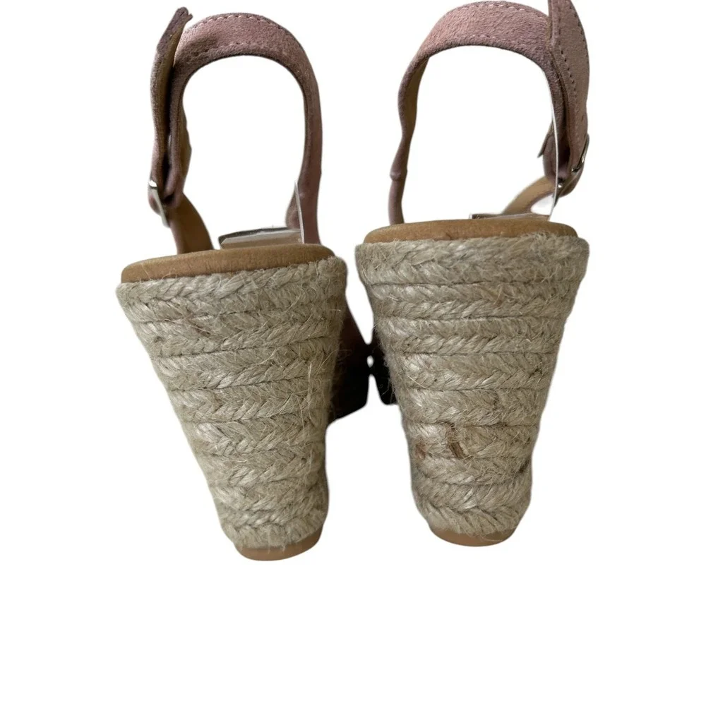 Paseart Pink Suede Peep Toe Espadrille Wedges Size EU- 38 US-7.5